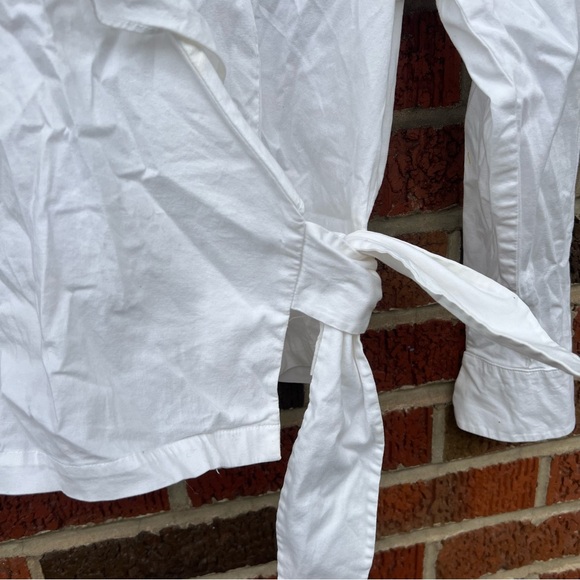 Coldwater Creek White Collared Ruffled Front Wrap Blouse - Picture 2 of 6